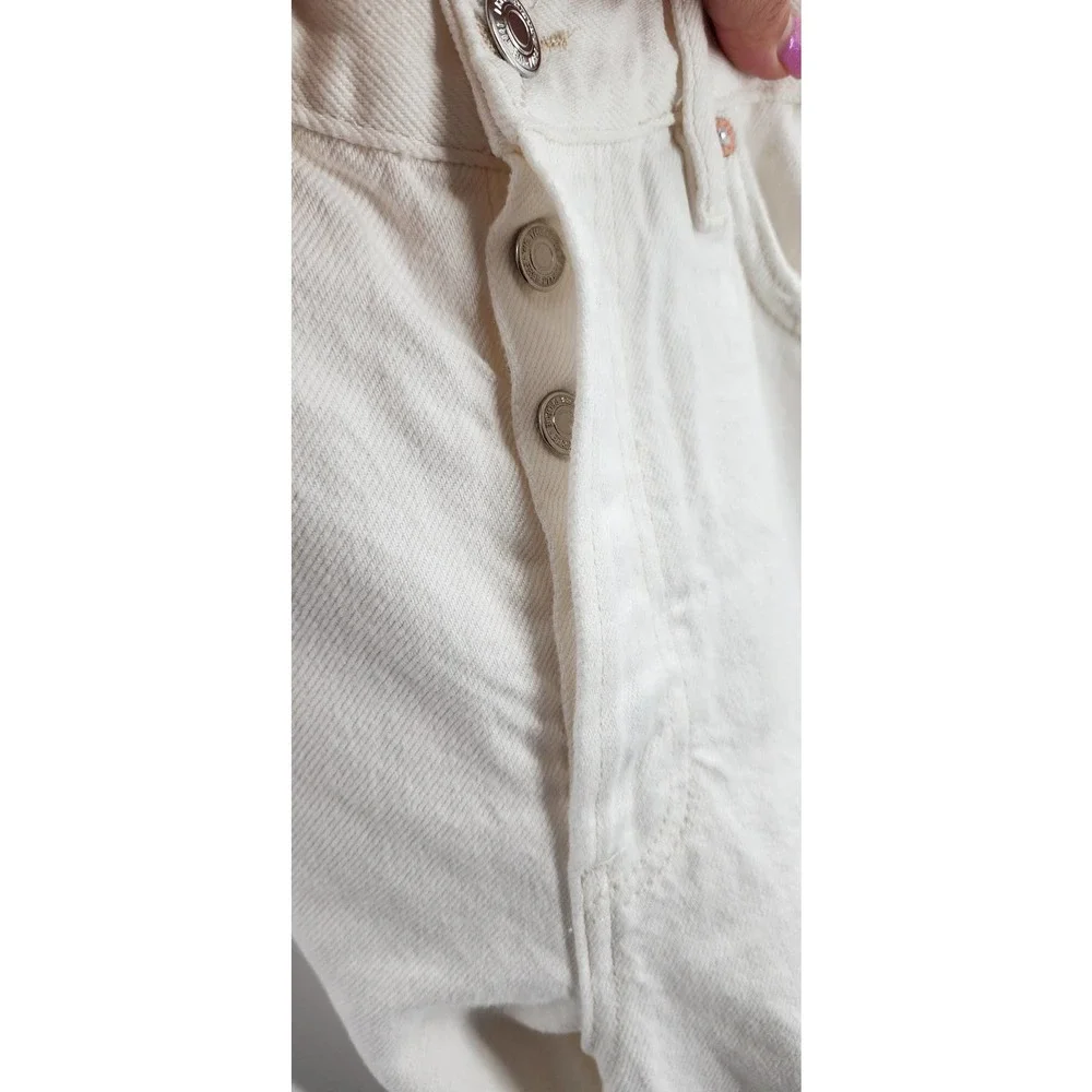 Free People The Lasso Jeans Button Fly White‎ Denim Size 26
